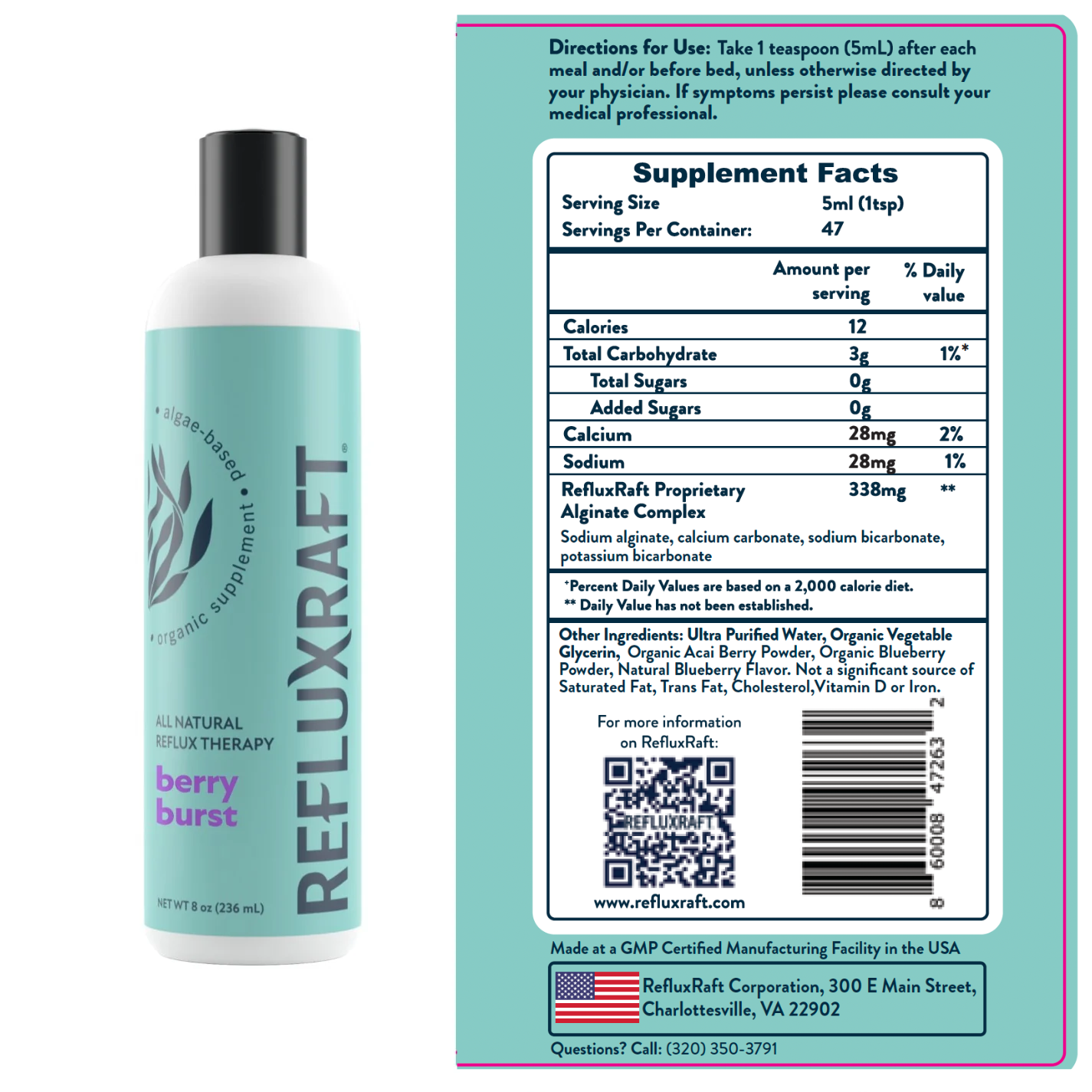 RefluxRaft Berry Burst: All Day Heartburn & Acid Reflux Relief - RefluxRaft