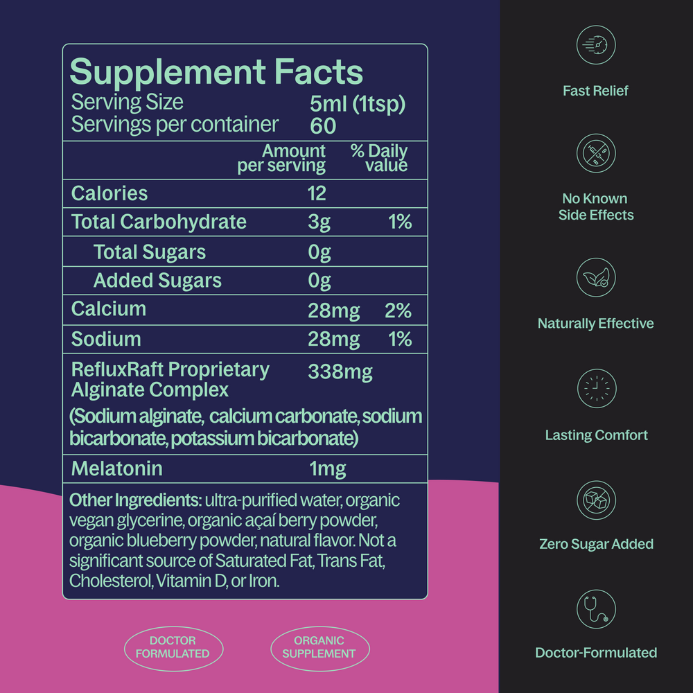 Refluz Raft RefluxRaft Midnight Berry PM: Nighttime Reflux Relief