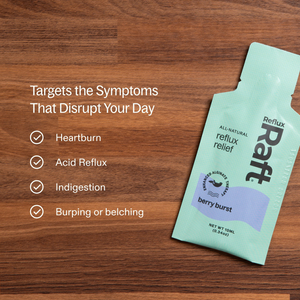 RefluxRaft To-Go Berry Burst targets heartburn, acid reflux, indigestion, and burping