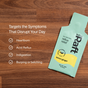 RefluxRaft To-Go Lemon Ginger targets heartburn, acid reflux, indigestion, and burping
